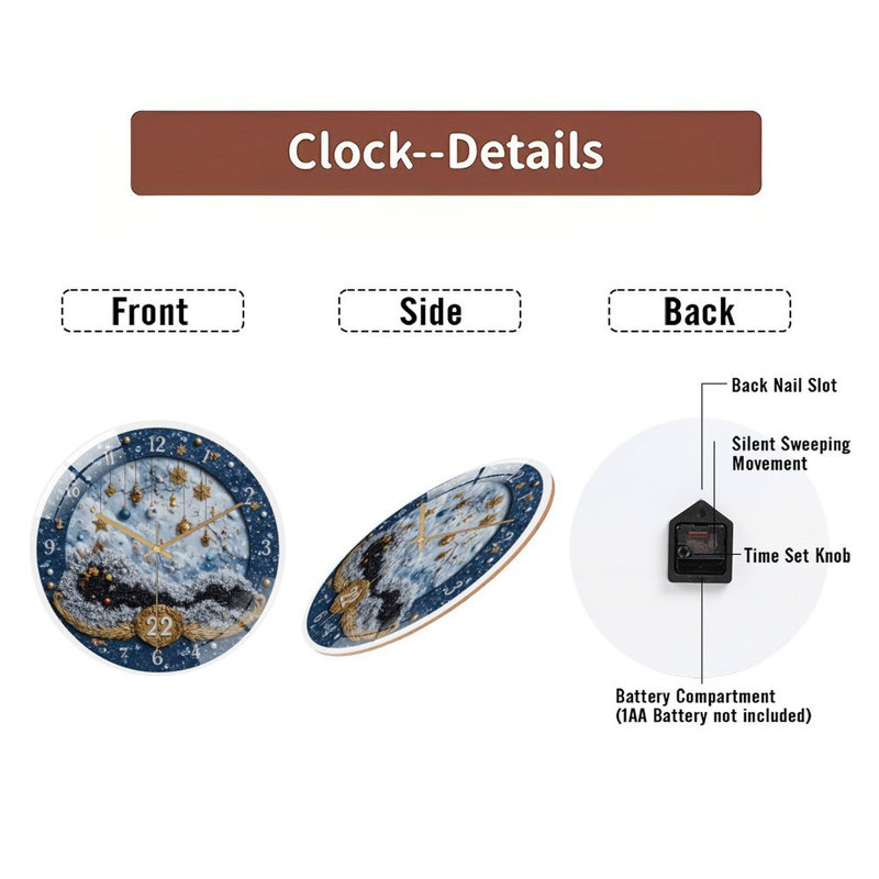 Horloge murale en verre 22 po