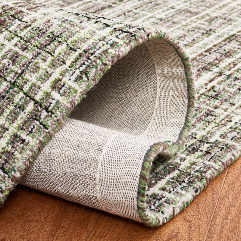 Bromyard Plaid Hand Tufted Wool/Cotton Area Rug in Brown/Gray/White, Square 6'