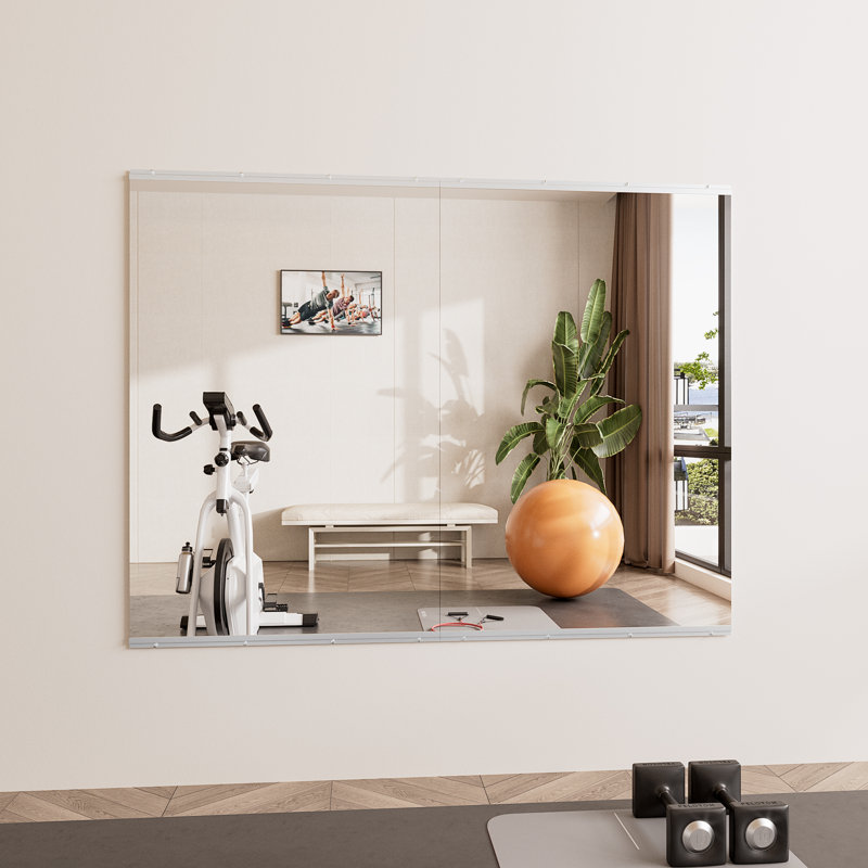 Ensemble de miroirs muraux rectangulaires pleine longueur, miroir de salle de sport à domicile, miroir en verre trempé, 1