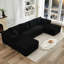 Canapé double 106 po Cloud, siège profond modulaire pour le salon, tissu velours côtelé noir, aucun assemblage requis, 2 sièges, siège mi-moelleux, rembourré de mousse, espace principal idéal, assemblage de conception,
