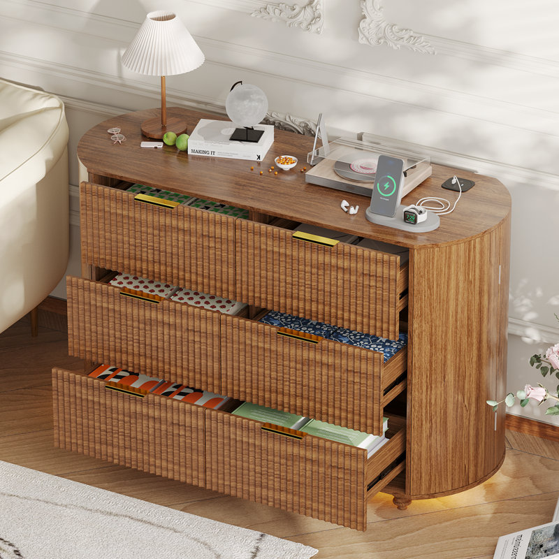 Commode cannelée 47 tiroirs l 47,2 po, Brun
