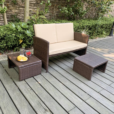 Rand Wicker 2 - Person Patio Conversation Sets with Cushions