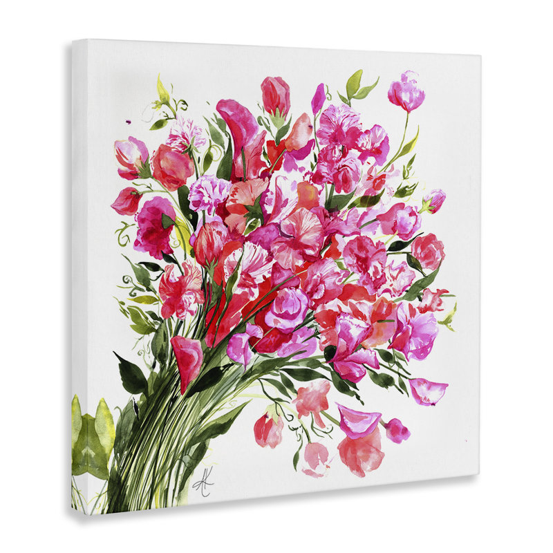 Art mural sur toile Sweet Pea Bouquet par Alexandria Gilbert Kincaid, H 17 po x l 17 po