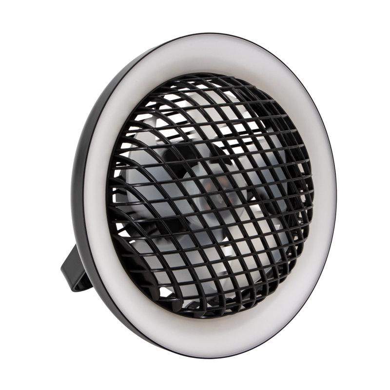 Rechargeable 3 Speed Desk Fan With LED Dimmable Ring Light By, Matte Black