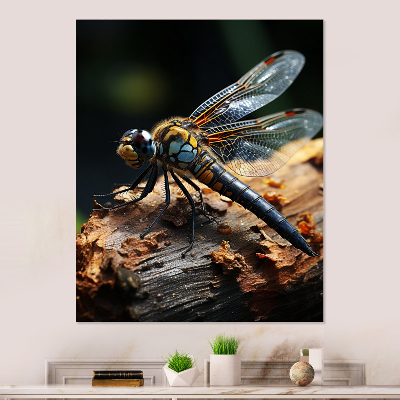 Décoration murale brune en libellule vibrante - Animaux libellule en métal, H 20 po x l 12 po x P 1 po