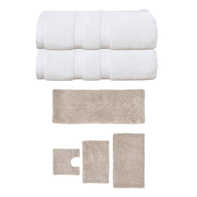 Bruno Collection 100% Soft Cotton 2 Pc Bath Towel Set & 4 Pc Bath Rug Set, (Set of 6)