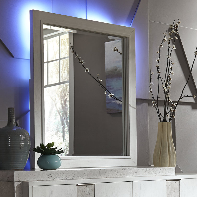 Abhinab Solid And Engineered Wood Flat LED Dresser Mirror