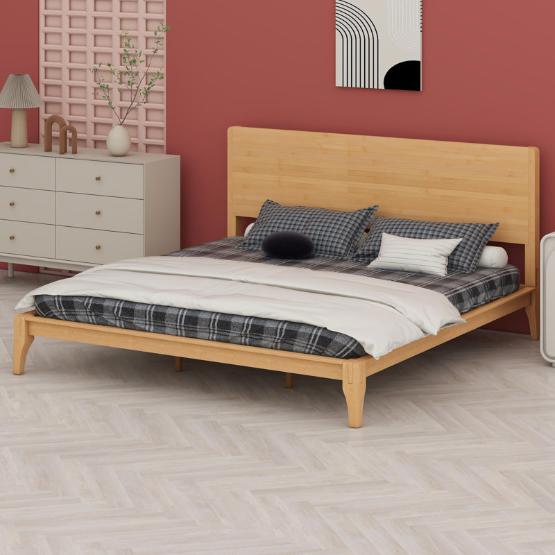 Lit plateforme en bois de bambou, Naturel