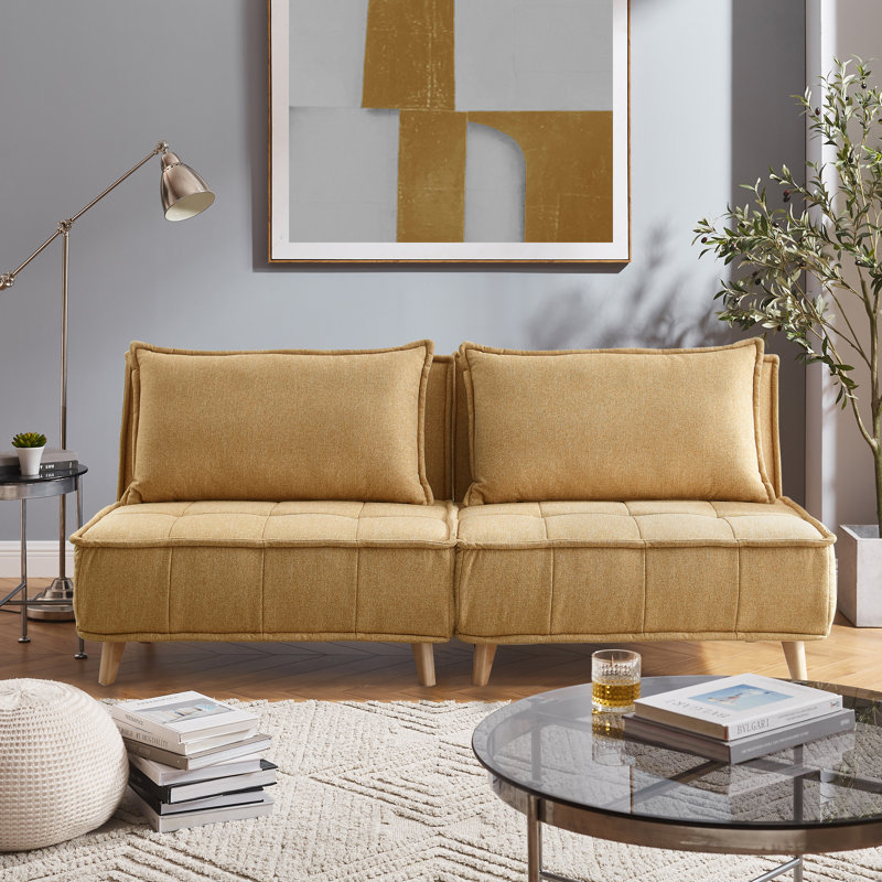 Upholstered Accent Chair, Yellow 100% Polyester