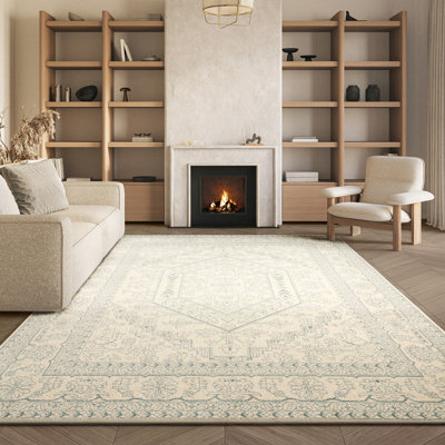 Tapis ivoire / ardoise tissé à la machine Nuss