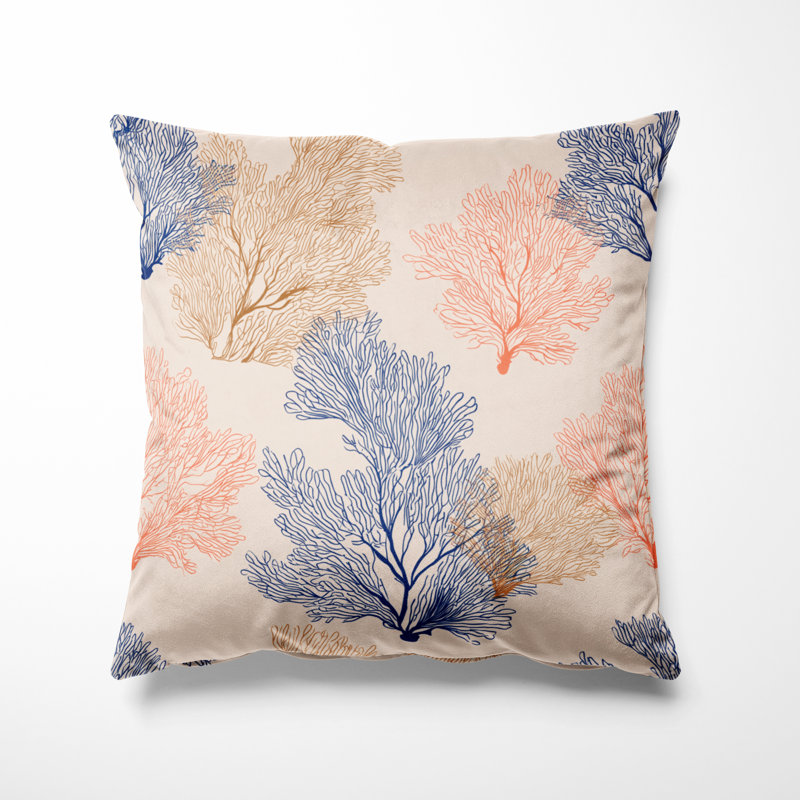 Coussin décoratif abstrait - Coussin imprimé motif plage de corail, H 16 po x l 16 po