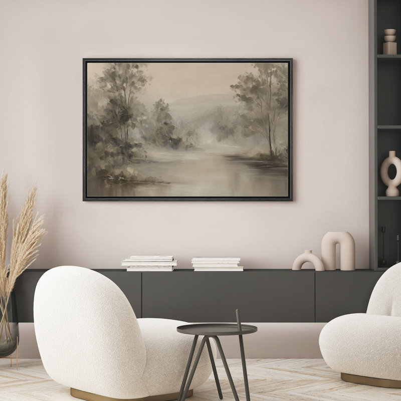Reproduction d'art sur toile encadrée - paysage rétro, salon, décor de ferme moderne, H 16 po x l 24 po, Noir