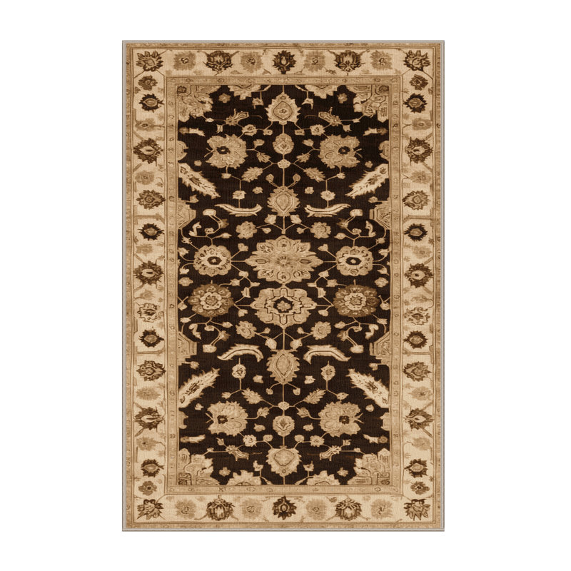 Tapis beige surteint lavable à la machine, Rectangle 7 pi x 9 pi
