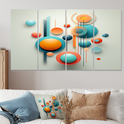 «Ascendant», art mural bleu Mid-Century 4 pièces