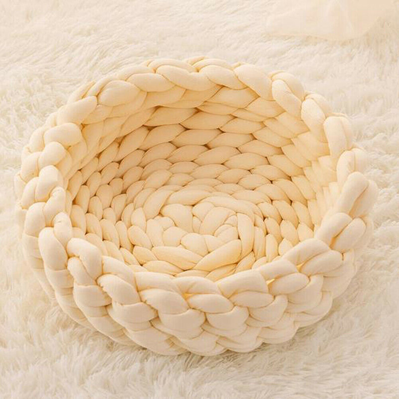 Tapis de lit pour animal de compagnie, Jaune crème, Petit (l 15 po x P 15 po x H 6,7 po)