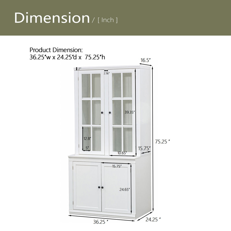 Ensemble de deux garde-manger de 75,25 po de hauteur avec deux portes en verre