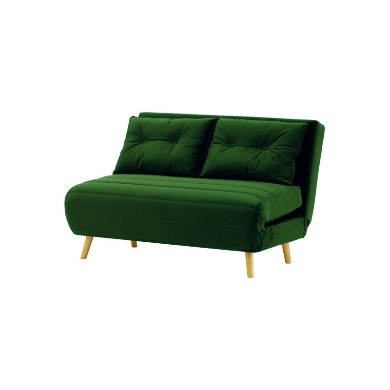 Varujhan 2 Seater Sofa Bed, Green, Light Oak,  78cm H X 142cm W X 90cm D