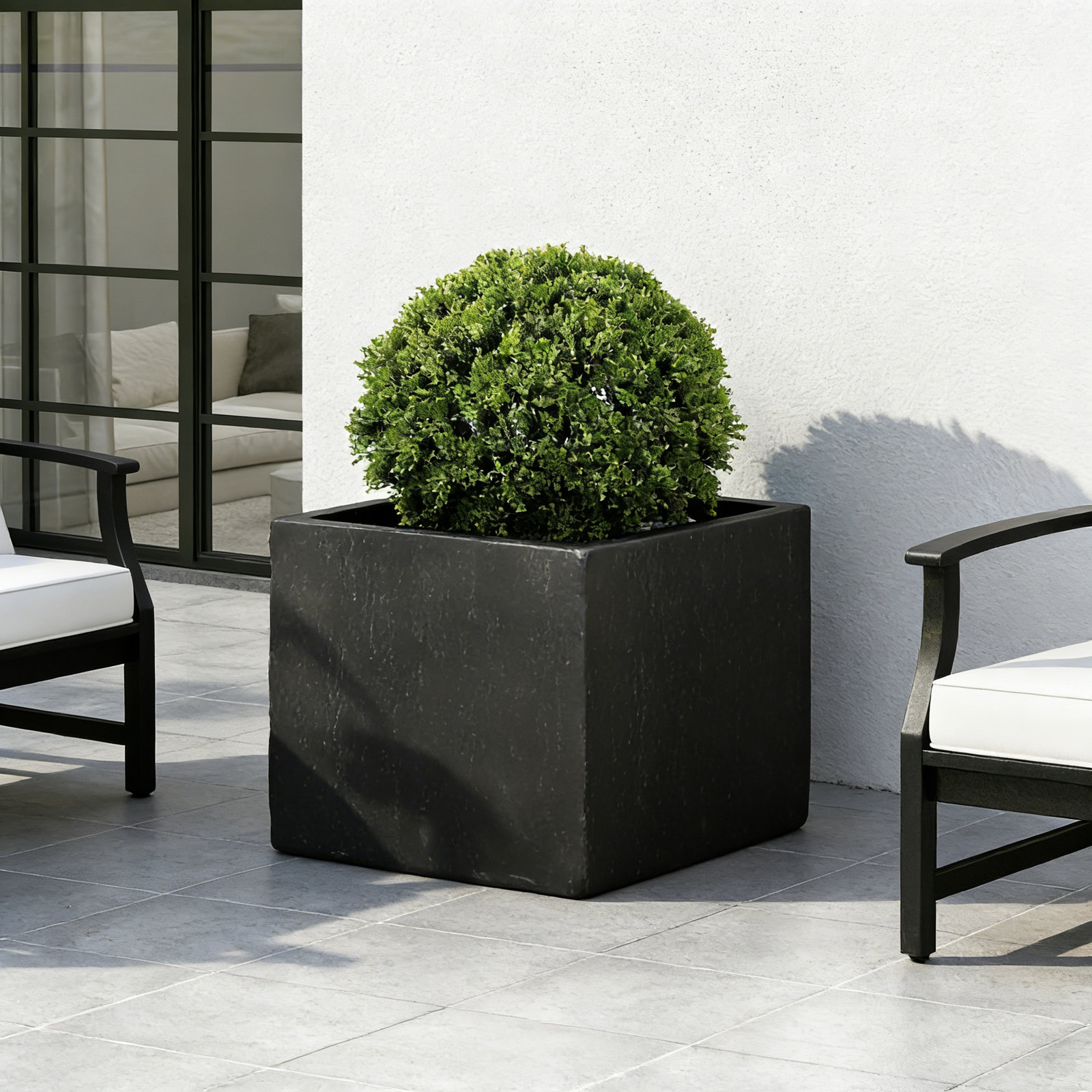 Pot Planter, Black, 1, 18.75" H x 21.5" W x 21.5" D