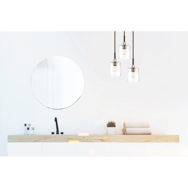 Luminaire suspendu cylindrique à 1 lumière Friedman, Bronze, H 14,5 po x l 7 po x P 7 po