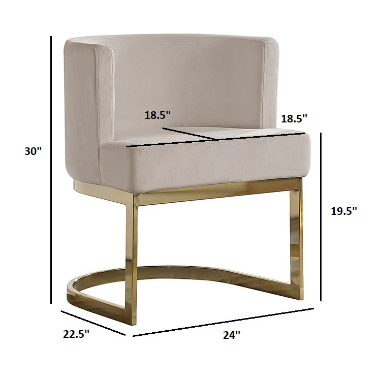 Chaise d'appoint en velours Dmitri, Crème, crème, Doré