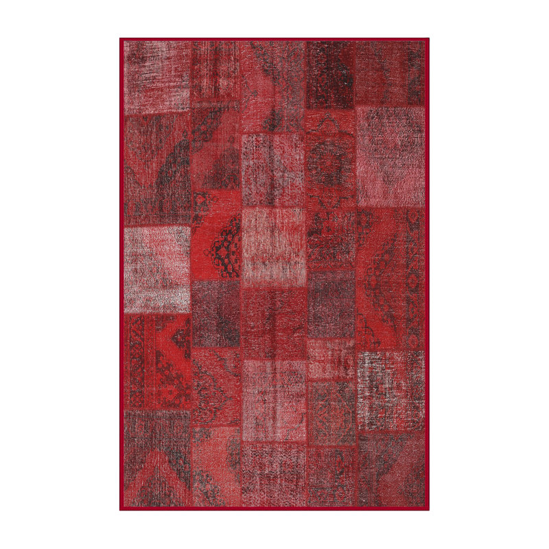 Tapis de zone rouge contemporaine, Rectangle 7 pi x 10 pi