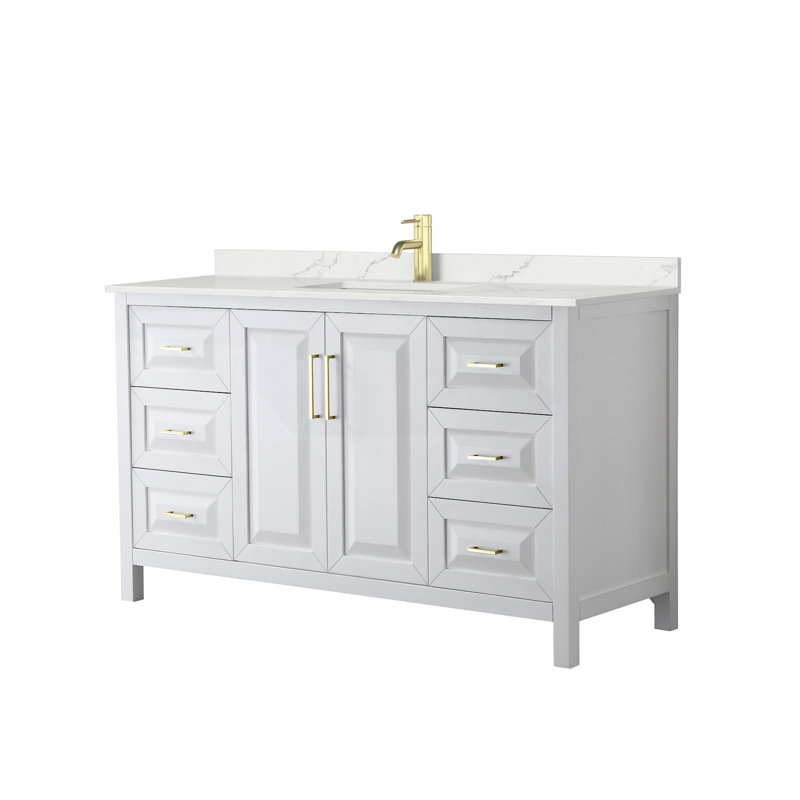 Daria 60'' W Vanity, White, Brushed Gold, Giotto Quartz