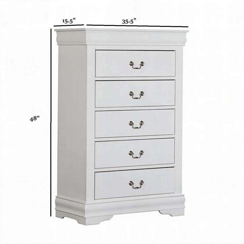 Commode 5 tiroirs, Blanc