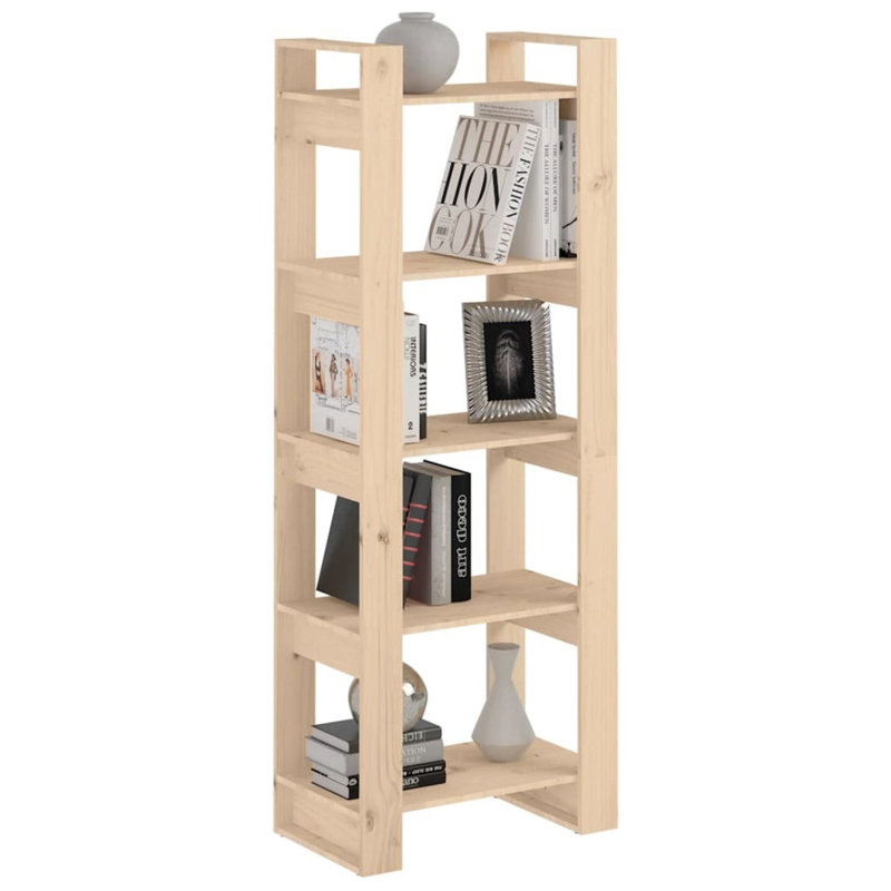 Ghala 160cm H Solid Wood Etagere Bookcase, 160cm H x 60cm W x 35cm D, Black