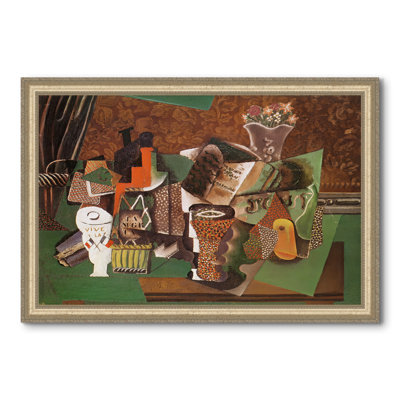 Cartes à jouer, verres, bouteille de rhum : Vive la France, 1914-1915 - Pablo Picasso - Toile encadrée sur mesure