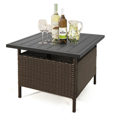 Relja Square Metal Outdoor Coffee Table With Umbrella Hole , 22'' in. W 22'' in. D