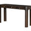Console rustique colorée, coins arrondis, 3 tiroirs de rangement pratiques, structure robuste, style rétro pour entrée, couloir ou salon, plateau supportant 68 kg, grand tiroir de 63,5 cm, petit tiroir de 51 cm.
