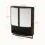Garde-robe moderne en verre arqué 23,62 "à double porte avec miroir incassable en verre à double couche, tablette ouverte et porte-serviettes pour l'entrée, le salon, la salle de bain, la salle à manger (noir)-1010745357