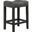 De 2 tabourets de salle à manger à hauteur de comptoir transitionnels gris anthracite avec repose-pieds et siège rembourrés, revêtement en mélange de lin, structure en bois d'ingénierie, tissu de cuisine à installation rapide, pour plus de stabilité-594318742