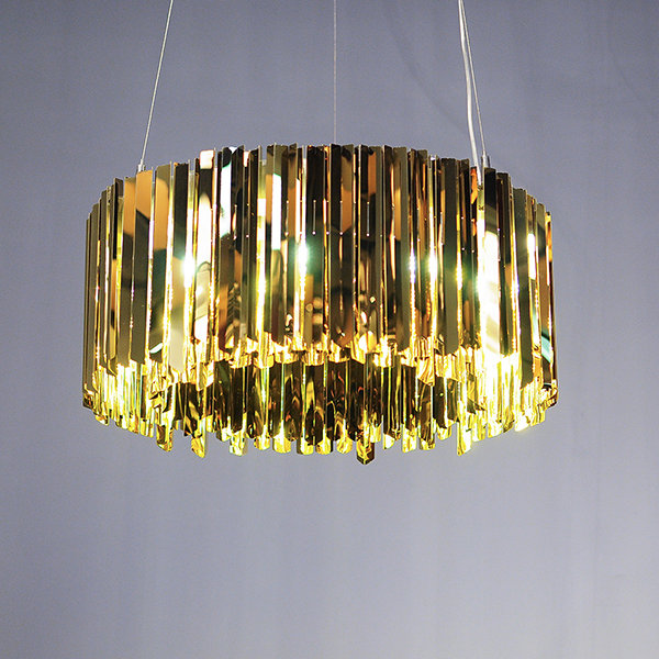 Facet Chandelier, 11.8" H x 23.6" W x 23.6" D, Polished Brass