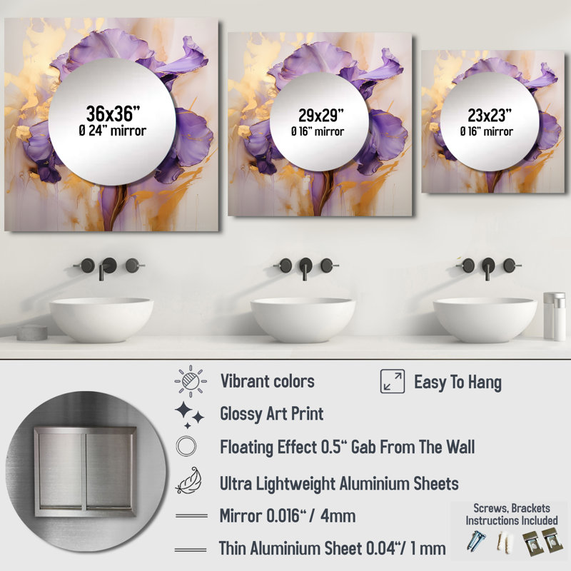 Miroir mural de salon Golden Iris, 23 po x 23 po