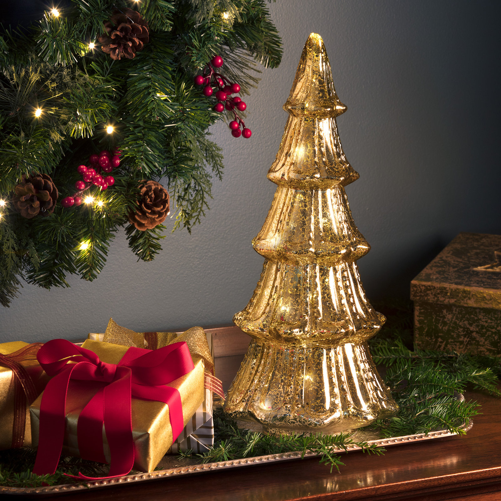 Tabletop Christmas Tree, Gold