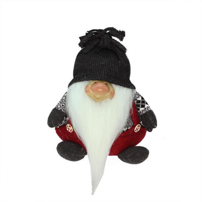Décoration de table gnome 9,5 "gris anthracite et rouge