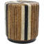 Sanjaya Banana Leaf Handmade Linear Wrapped Side End Brown Accent Table with Cream and Black Stripes-978137545