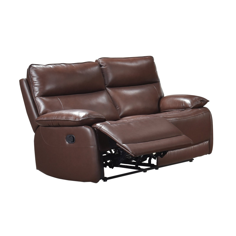 Causeuse double doublure, cuir brun et similicuir, Causeuse