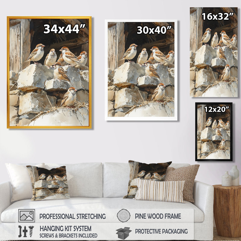 Hansa - Animals Canvas Wall Art, 40" H x 30" W, Single Picture Framed Print, White