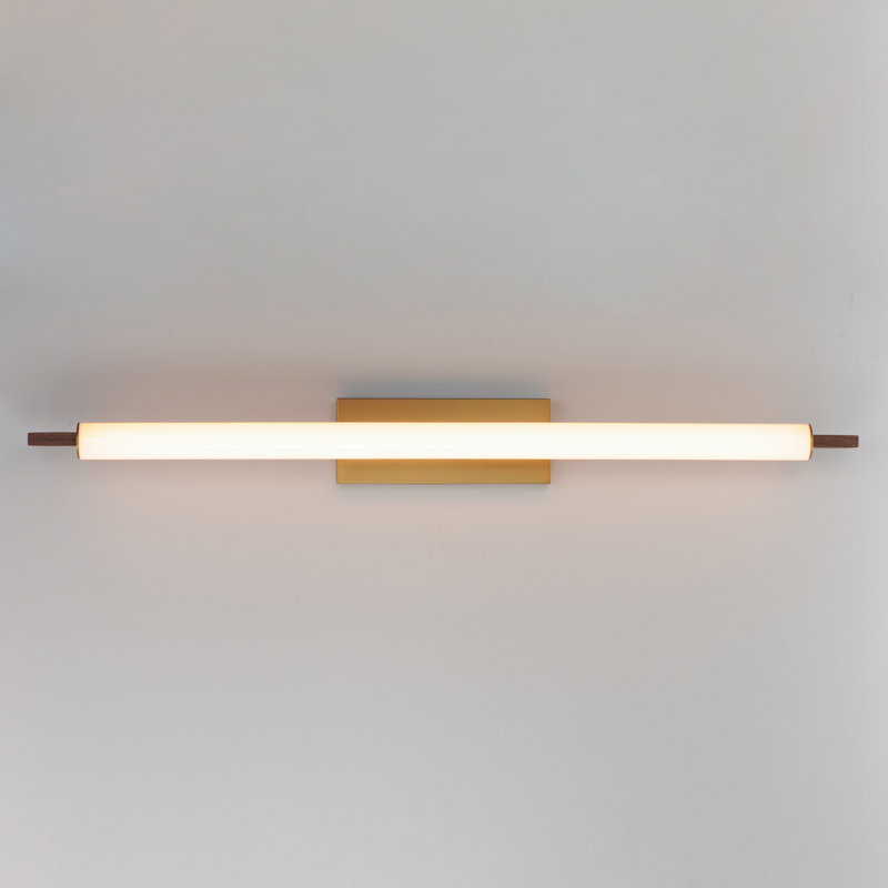 Applique murale à solive, 4.75" H x 45.25" W x 4.75" D, Albâtre blanc / laiton vieilli naturel