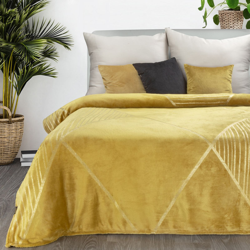 Polyester Geometric Shapes Bedspread, Miodowy