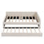 Grand lit plateforme tapissier avec couchette simple et ports de chargement USB, structure de lit en tissu de lin moderne beige-421433819