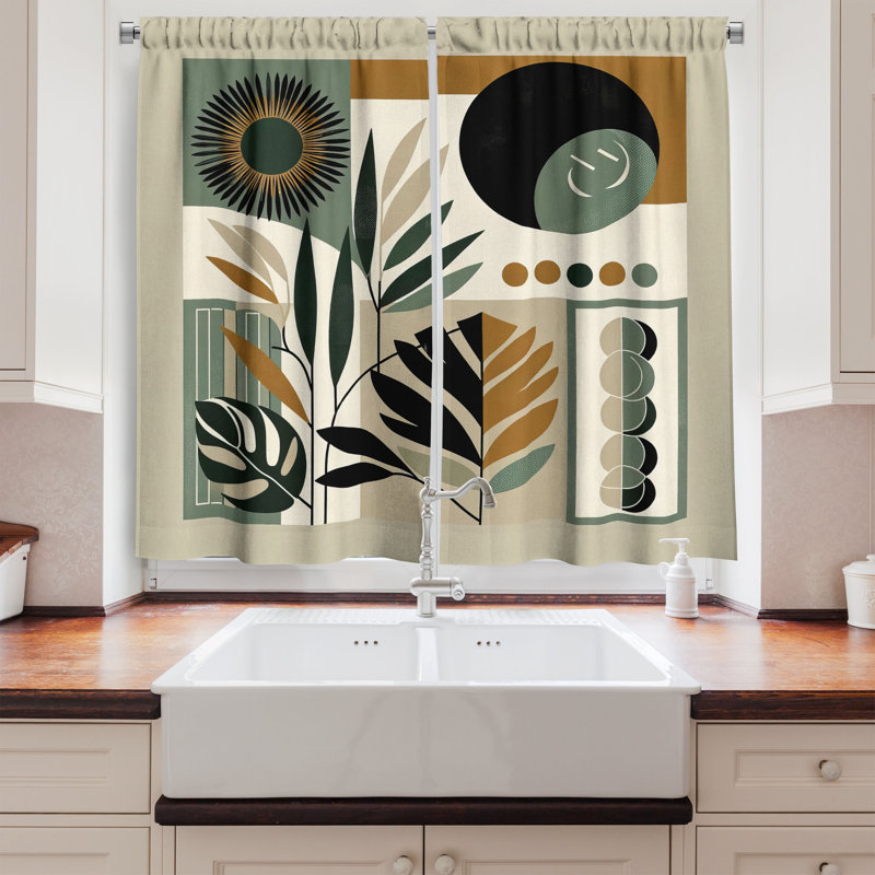 Monstera Kitchen Curtain, 55" W x 36" L