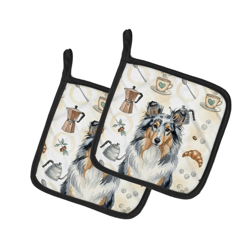 Paire de porte-cafetières Blue Merle Sheltie
