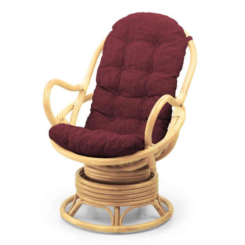 Upholstered Swivel Accent Chair, Dark Brown, Natural