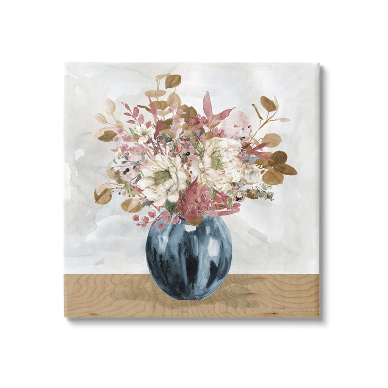 «Au-667», toile «Rustic Bouquet Still Life On Canvas» par Carol Robinson, peinture, H 17 po x l 17 po x P 1,5 po