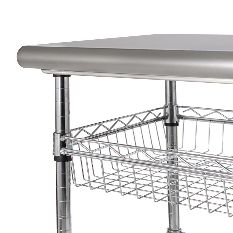 Stainless Steel Kitchen Cart with Adjustable Shelves and Wheels