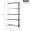 Étagère commerciale en métal de 14 po x l 36 po x H 72 po avec support réglable à 5 niveaux en acier robuste pour le garage et le restaurant