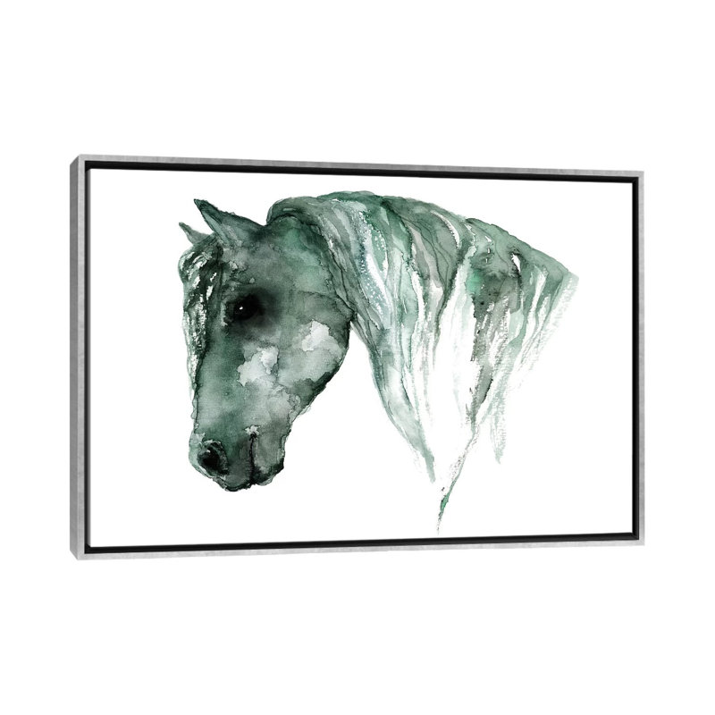 Art du cheval, H 40 po x l 26 po x P 1,5 po, Toile avec cadre argenté